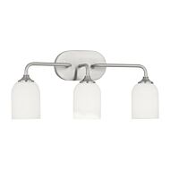 Emile 3-Light Wall Bath Fixture in Pewter, Nickel, Silver