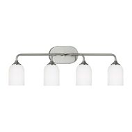 Emile 4-Light Wall Bath Fixture in Pewter, Nickel, Silver