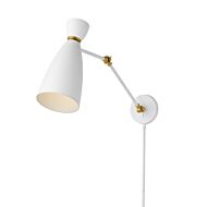 Carillon 1-Light Wall Sconce in White with Satin Brass