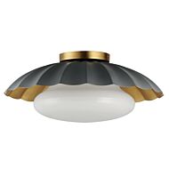 Primrose 1-Light Flush Mount in Dark Grey with Gold Leaf