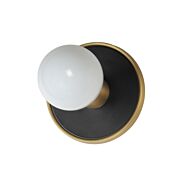 Hollywood 1-Light Wall Sconce in Black with Natural Aged Brass