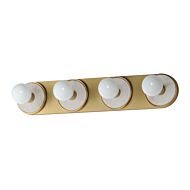 Hollywood 4-Light LED Wall Sconce in Whit Alabaster with Natural Aged Brass