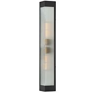 Triform 2-Light Outdoor Wall Sconce in Black with Antique Brass