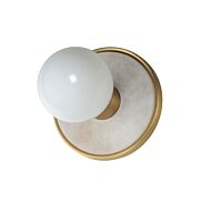 Hollywood 1-Light Wall Sconce in Whit Alabaster with Natural Aged Brass