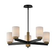 Ruffles 5-Light Chandelier in Black with Antique Brass