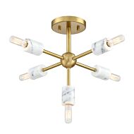 Star Dust 5-Light Semi-Flush Mount in Brushed Gold