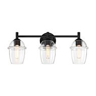 Summer Jazz 3-Light Bathroom Vanity Light in Matte Black