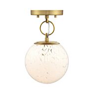 Wine Flower 1-Light Semi-Flush Mount in Brushed Gold