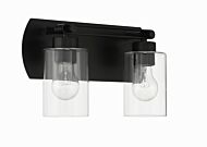 Hendrix 2-Light Bathroom Vanity Light in Flat Black