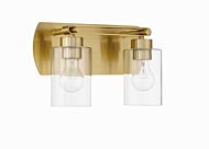 Hendrix 2-Light Bathroom Vanity Light in Satin Brass