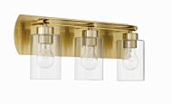 Hendrix 3-Light Bathroom Vanity Light in Satin Brass