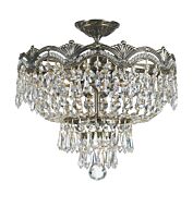 Majestic Three Light Semi Flush Mount in Historic Brass by Crystorama