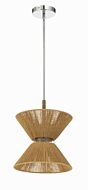 Serena 1-Light Pendant in Chrome with Walnut