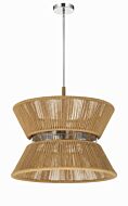 Serena 6-Light Pendant in Chrome with Walnut