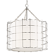 Hudson Valley Sovereign 3 Light 29 Inch Pendant Light in Polished Nickel