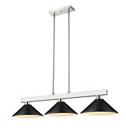 Z-Lite Cobalt 3-Light Linear Pendant Light In Brushed Nickel