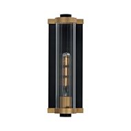 Opulent 2-Light Outdoor Wall Sconce in Black with Antique Brass