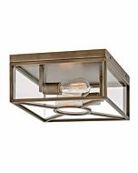 Hinkley Brixton 2-Light Flush Mount Outdoor Ceiling Light In Burnished Bronze