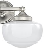 Hunter Saddle Creek Shiny Cased White Glass 2-Light Bathroom Vanity Light in Brushed Nickel