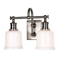 Hudson Valley Keswick 2 Light 14 Inch Bathroom Vanity Light in Satin Nickel