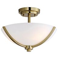 Deven 3-Light Semi-Flush Mount in Satin Brass