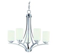 Maxim Deven 5 Light Satin White Chandelier in Satin Nickel