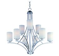 Maxim Lighting Deven 32 Inch 9 Light Multi Tier Chandelier in Satin Nickel