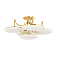 Bregman 5-Light Semi Flush in Aged Brass