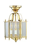 Livingston 3-Light Mini Pendant with Ceiling Mount in Polished Brass