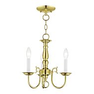 Williamsburgh 3-Light Mini Chandelier in Polished Brass