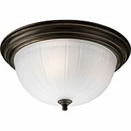 Melon Glass 3-Light Flush Mount in Antique Bronze