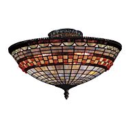 Jewelstone 3-Light Semi-Flush Mount in Classic Bronze