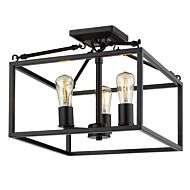 Wesson 3-Light Semi-Flush Mount Ceiling Light in Matte Black