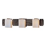 Hubbardton Forge 6 Inch 3 Light Impressions Bathroom Vanity Light in Dark Smoke