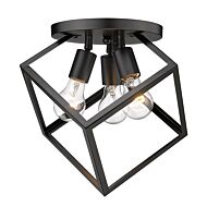 Cassio 3-Light Semi-Flush Mount Ceiling Light in Matte Black