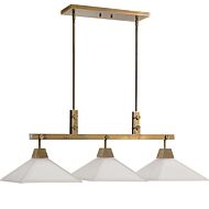 Brookdale 3-Light Linear Chandelier in Aged Brass