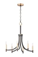 Maxim Lyndon 6 Light Transitional Chandelier in Bronze and Antique Brass