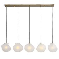 Geodesic 5-Light Linear Pendant in Matte Antique Brass