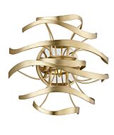 Corbett Calligraphy 2 Light Wall Sconce in Gold Leaf With Polished Stainless