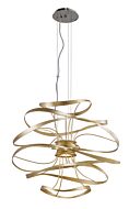 Corbett Calligraphy 2 Light Pendant Light in Gold Leaf With Polished Stainless