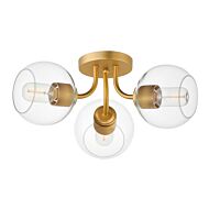 Knox 3-Light Semi-Flush Mount in Natural Aged Brass