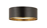 Z Lite Arlo 3 Light Flush Mount Ceiling Light In Matte Black With Rubbed Brass