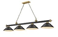 Z-Lite Cordon 4-Light Linear Pendant Light In Matte Black With Rubbed Brass