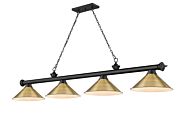 Z-Lite Cordon 4-Light Linear Pendant Light In Matte Black With Rubbed Brass