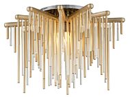 Corbett Theory Ceiling Light in Gold Leaf With Polished Stainless