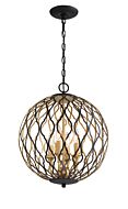 Minka Lavery Gilded Glam 4 Light Pendant Light in Sand Coal With Painted And Pla