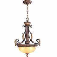 Villa Verona 3-Light Pendant in Hand Applied Verona Bronze w with Aged Gold Leafs