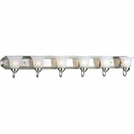 Alabaster Glass 6-Light Bathroom Vanity Light Vanity in Brushed Nickel