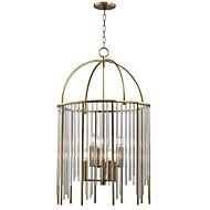 Hudson Valley Lewis 6 Light 35 Inch Pendant Light in Aged Brass