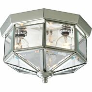 Beveled Glass 3-Light Flush Mount in Brushed Nickel